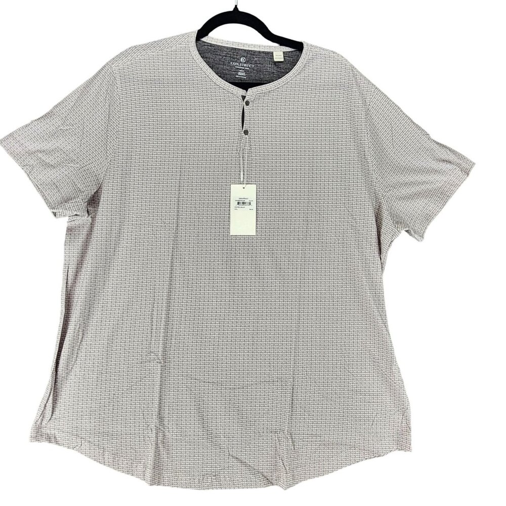 Construct Shirt Mens XXXL Gray Short Sleeve Button Henley *NWT*